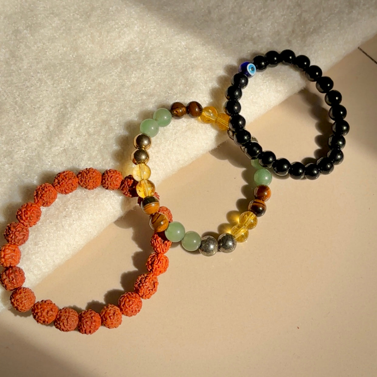 Money Magnet, Black Tourmaline, Rudraksha Bracelet Combo - Attract Wealth, Block Negativity & Positive Energy - Divine chakra