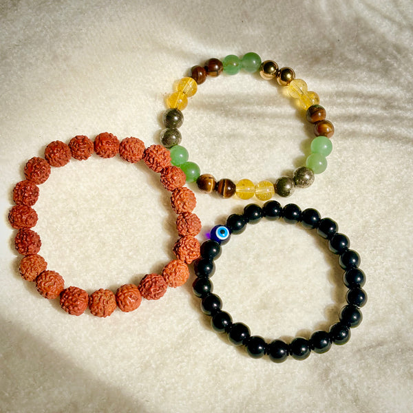 Money Magnet, Black Tourmaline, Rudraksha Bracelet – Attract Wealth, Boost Confidence & Spiritual Growth